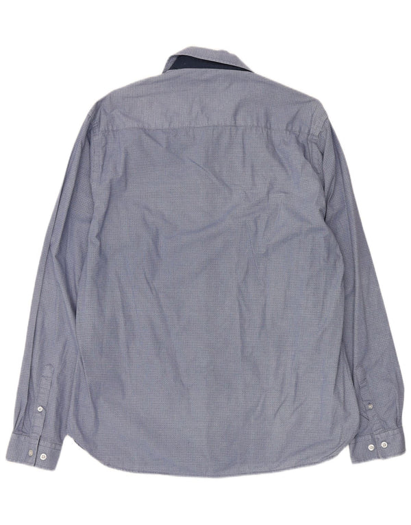 Pierre Cardin herre Slim Fit skjorte XL blå geometrisk bomuld