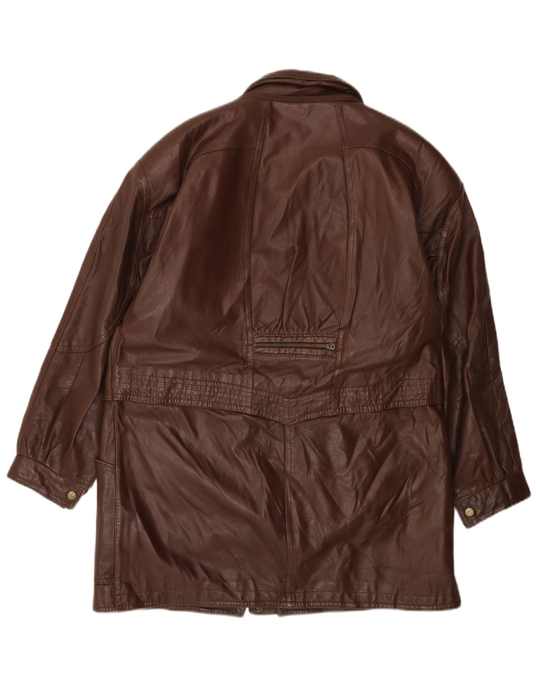 VINTAGE Læderfrakke til kvinder UK 14 Stor Brun