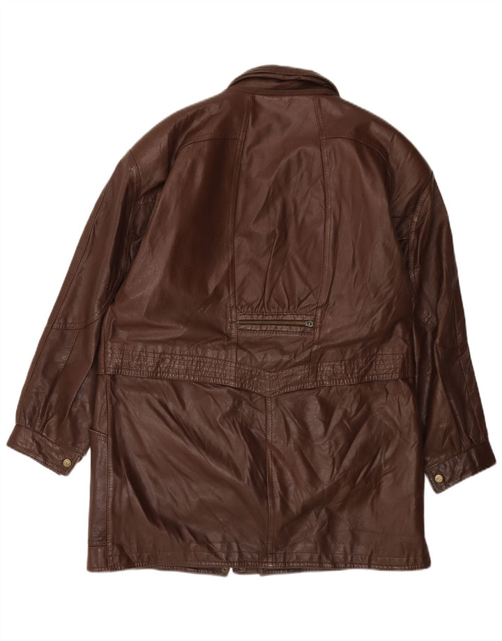 VINTAGE Læderfrakke til kvinder UK 14 Stor Brun