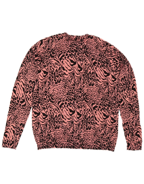 Whistles Dame Crew Neck Jumper Sweater UK 12 Medium Pink Animal Print