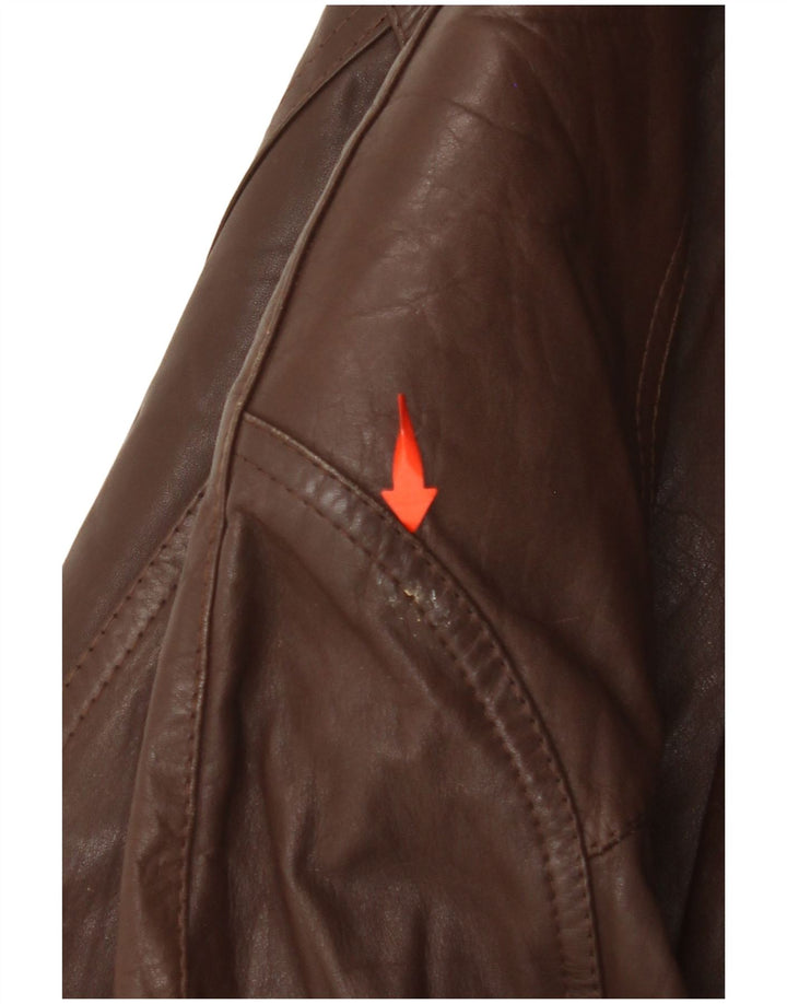 VINTAGE Læderfrakke til kvinder UK 14 Stor Brun