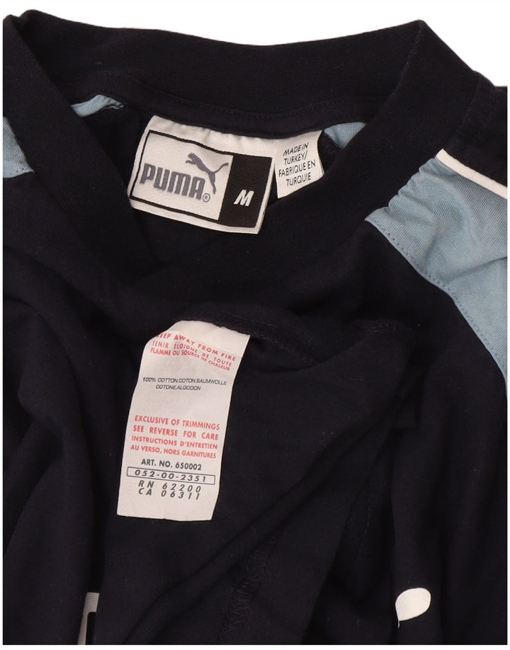 Puma Herre grafisk T-shirt Top Medium Marineblå Colourblock Bomuld