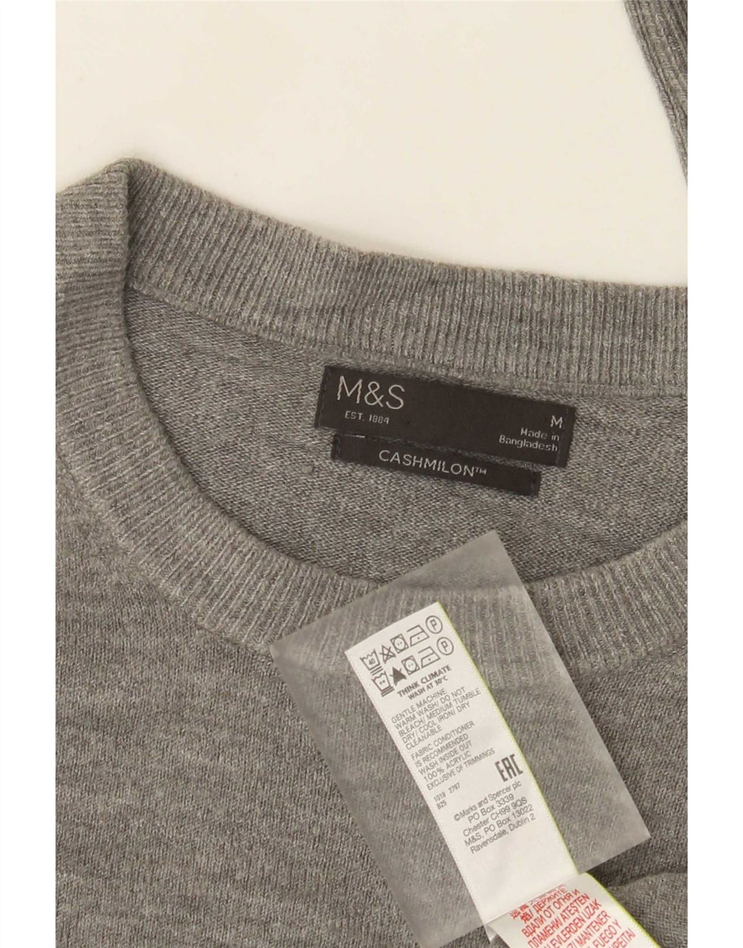 Marks & Spencer Herre sweater med rund hals, mellemgrå akryl