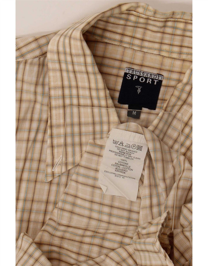 Trussardi Herreskjorte Medium Beige Ternet bomuld