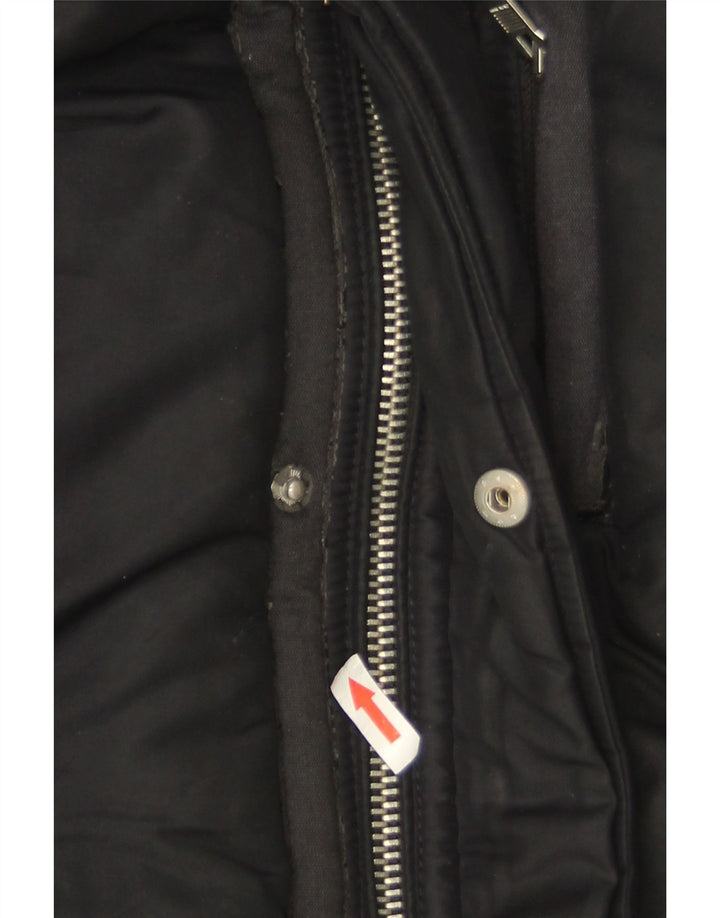 Zara Herre Hooded Bomber Jacket UK 40 Large Navy Blue Polyester