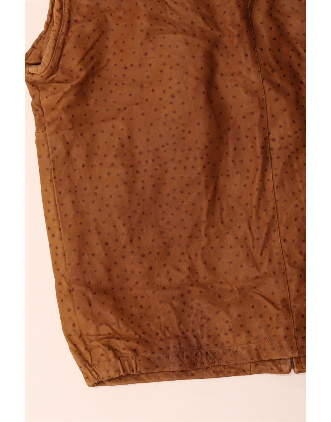 VINTAGE Herre Læder Gilet IT 56 3XL Brun Plettet