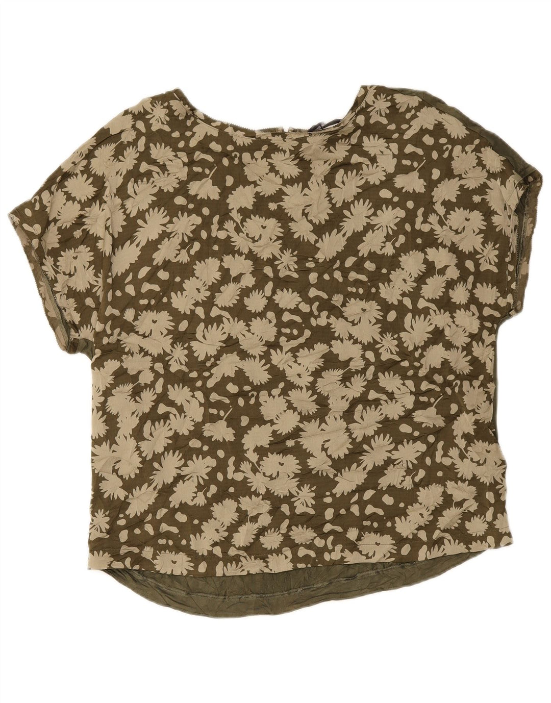 Marks & Spencer T-shirt top til kvinder DK 14 Large Green Floral Polyester