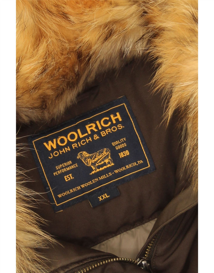 Woolrich Dame Polstret Frakke UK 20 2XL Khaki Bomuld