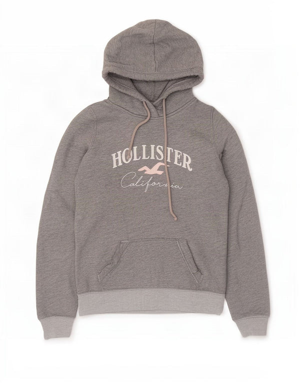 Hollister Grafisk hættetrøje til kvinder UK 6 XS Grå bomuld