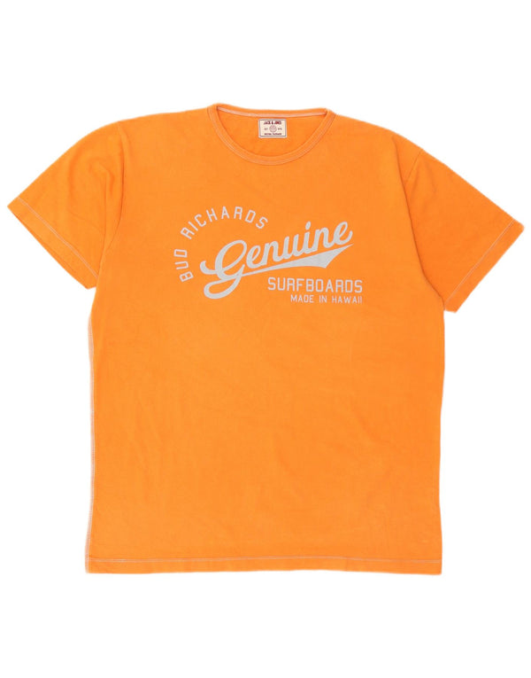 Jack & Jones Herre grafisk T-shirt Top XL Orange Bomuld