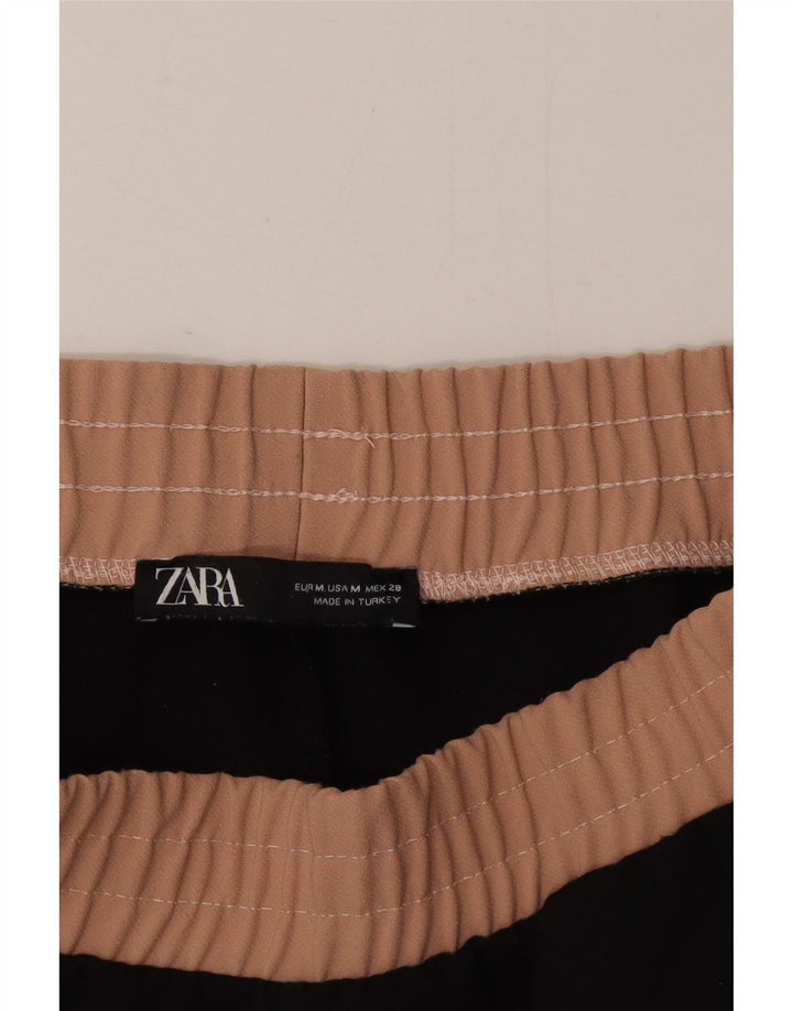 Zara Womens Crop træningsdragt Bukser UK 12 Medium Black Colourblock