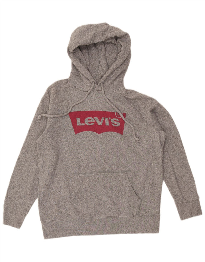 LEVI'S Oversized grafisk hættetrøjetrøje til kvinder UK 10, lille grå flækket