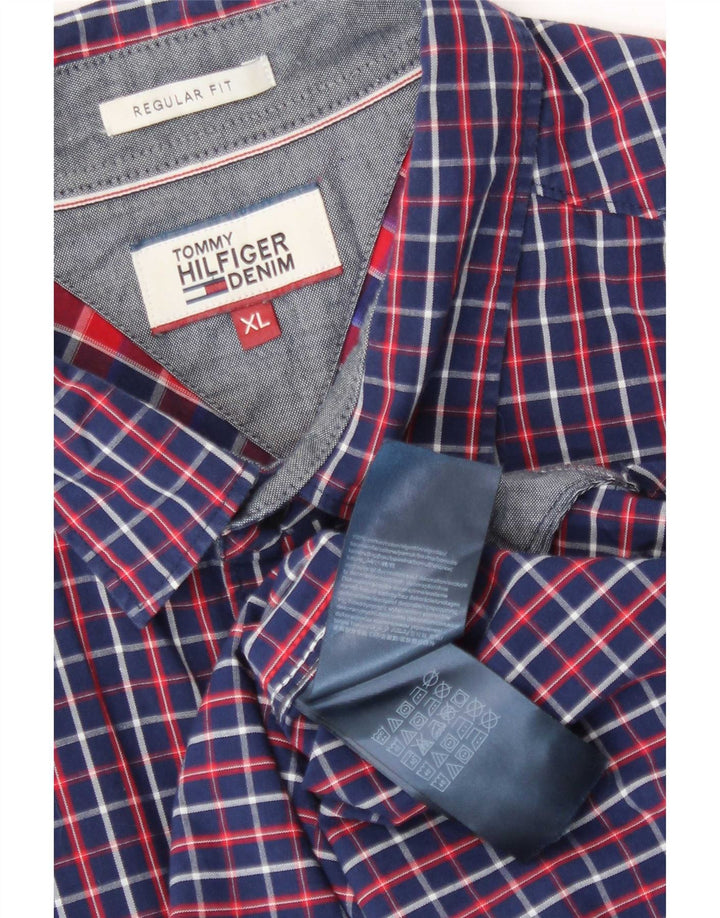 Tommy Hilfiger Herre Regular Fit skjorte XL marineblå ternet bomuld