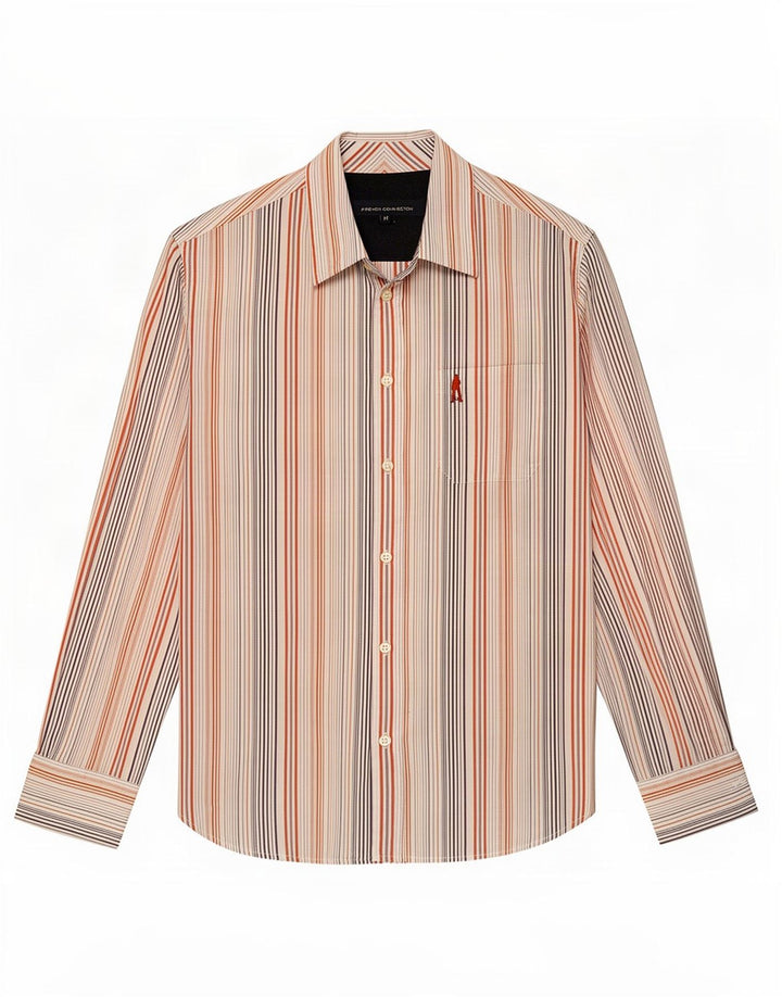 French Connection Herreskjorte Medium White Pinstripe Bomuld