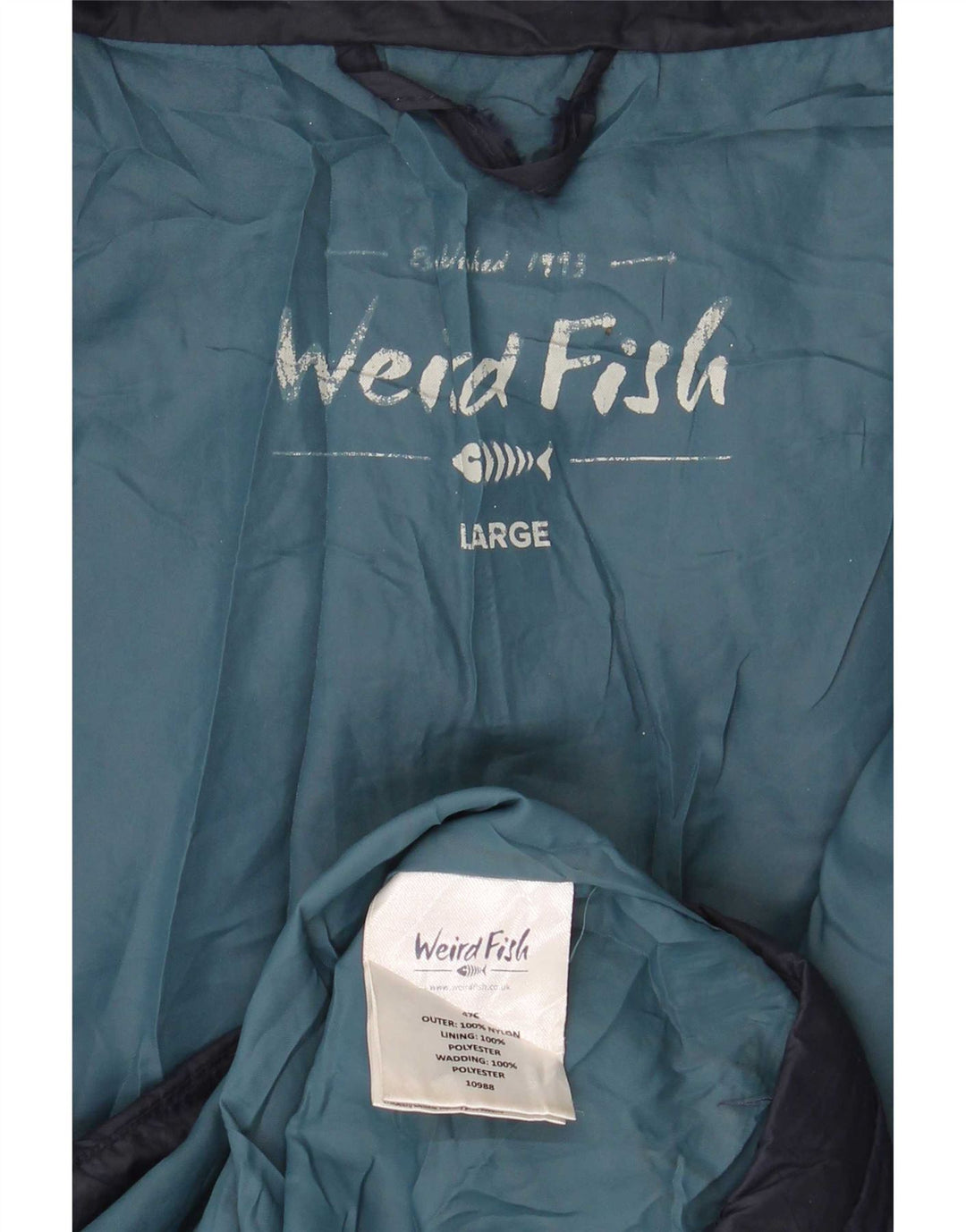 Weird Fish Herre polstret jakke UK 40 Large Navy Blue Nylon