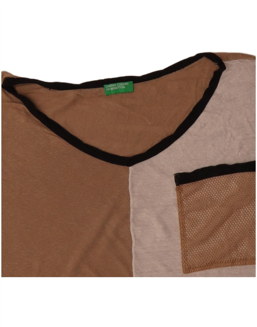 BENETTON Womens Crop T-Shirt Top UK 16 Stor flerfarvet Colourblock