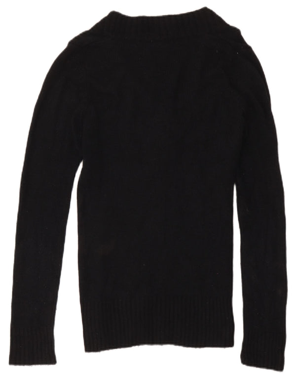 Zara Dame V-hals sweater UK 12 Medium Sort Nylon