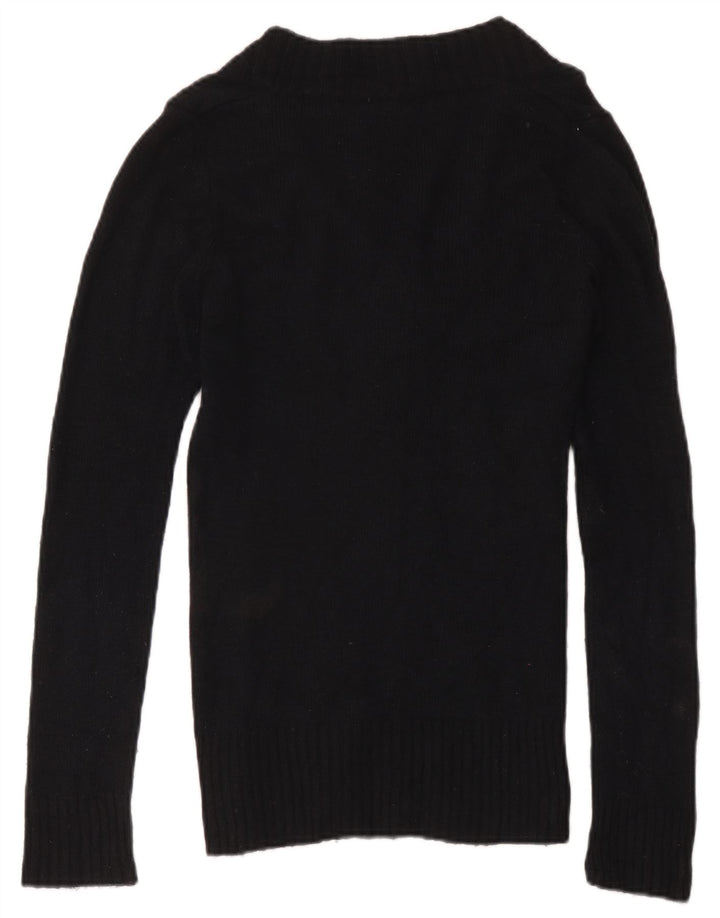 Zara Dame V-hals sweater UK 12 Medium Sort Nylon