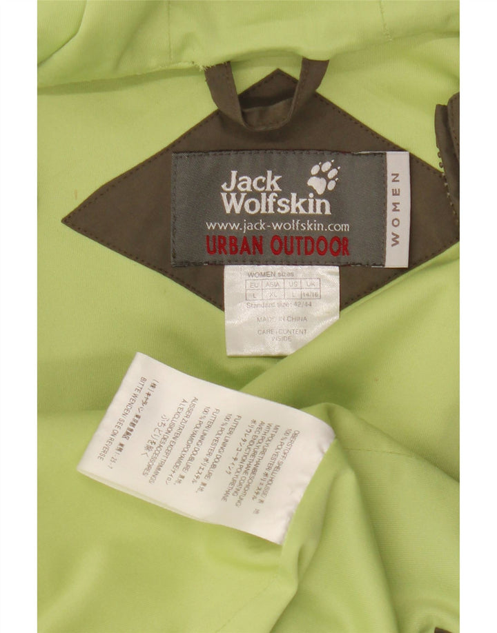 Jack Wolfskin Dame Hætte Regnjakke UK 14/16 Stor Khaki Polyester