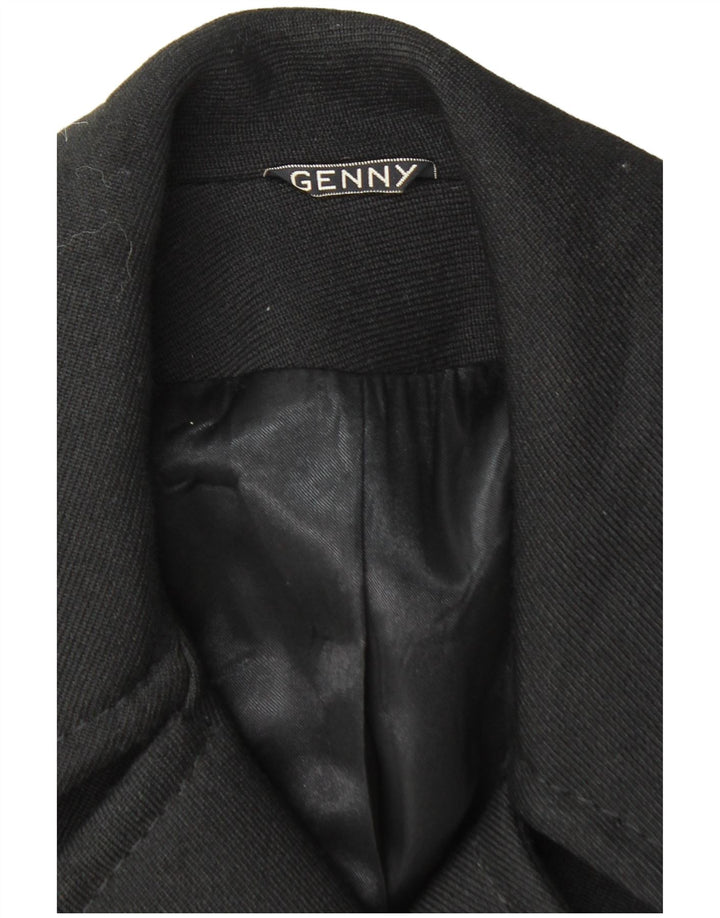 GENNY Womens Double Breasted Coat IT 42 Medium Black
