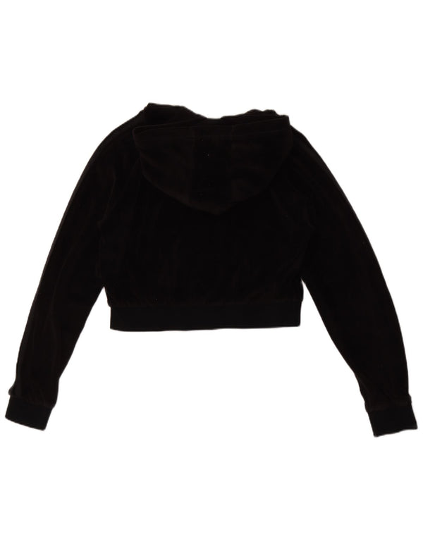 Adidas Dame Crop Velour Hættetrøje Sweater UK 14 Medium Sort