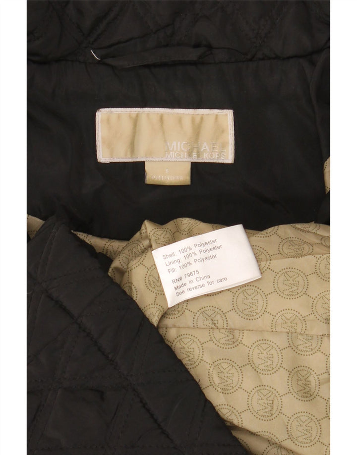 Michael Kors Dame Hætte Oversized Quiltet Jakke UK 10 Lille Sort