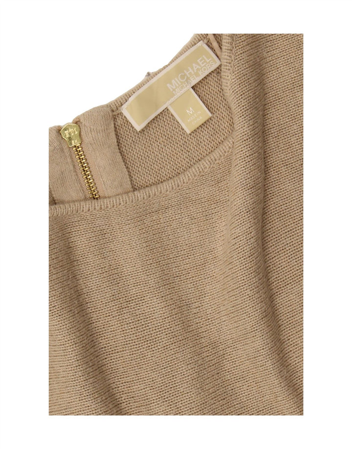 MICHAEL KORS Womens Longline Boat Neck Jumper Sweater UK 14 Medium Beige Vintage Michael Kors and Second-Hand Michael Kors from Messina Hembry 