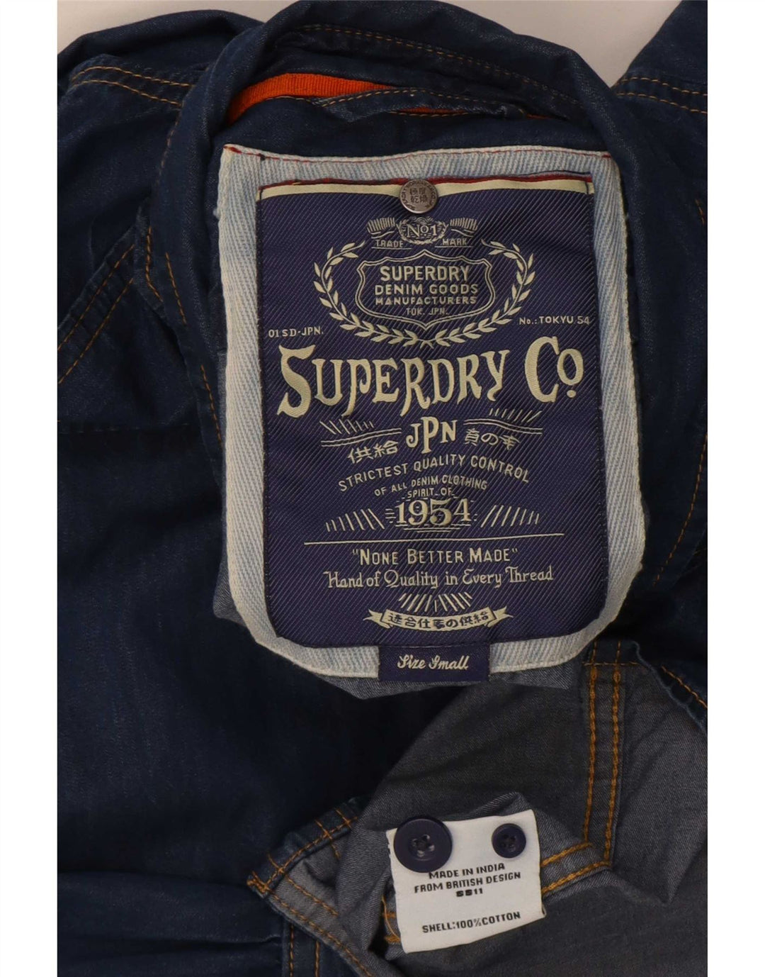 Superdry denimskjorte til mænd, lille blå bomuld