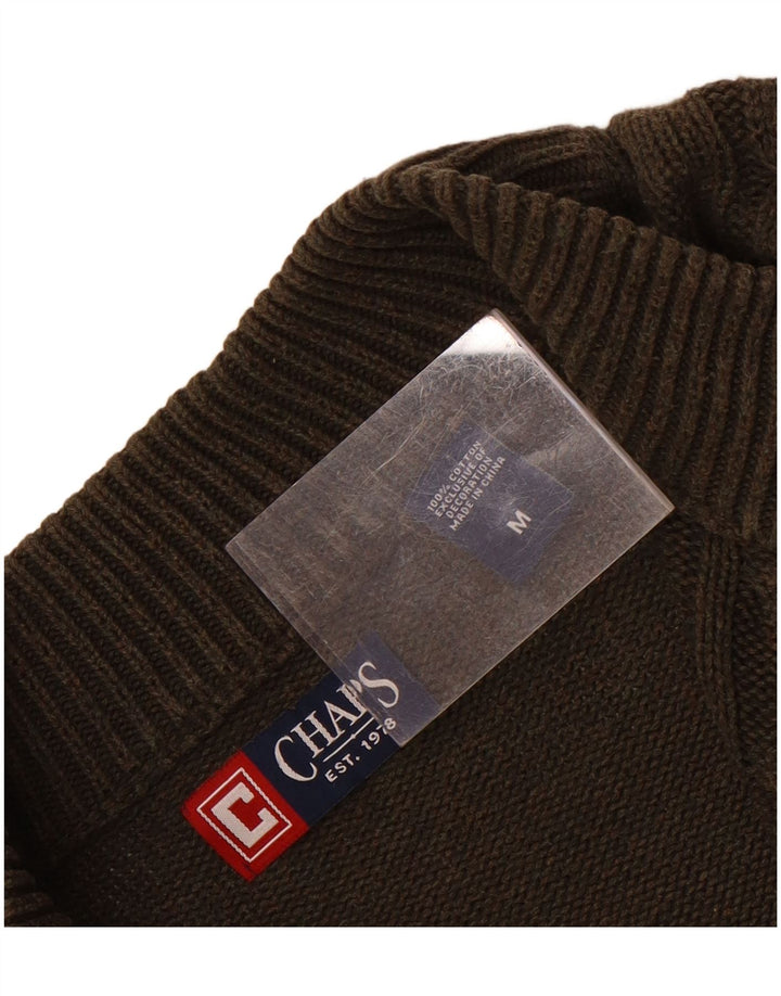 Chaps Herre Zip Neck Jumper Sweater Medium Khaki Bomuld