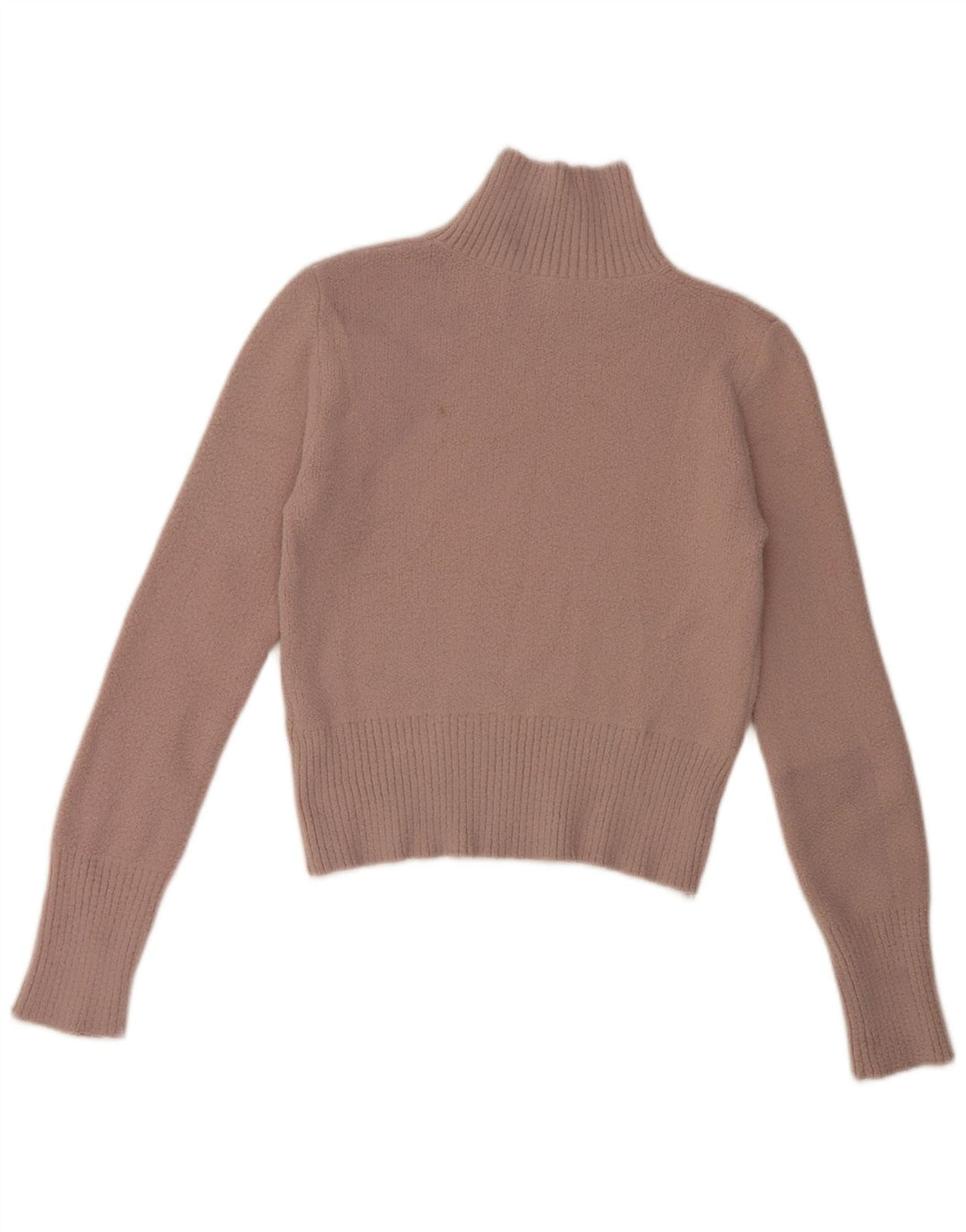 Zara Womens Crop Turtle Neck Jumper Sweater UK 10 Small Pink Nylon