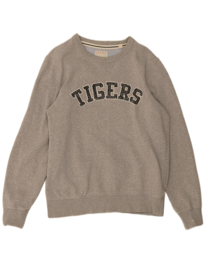 Esprit Herre Grafisk Sweatshirt Jumper Stor Grå Flecked Bomuld