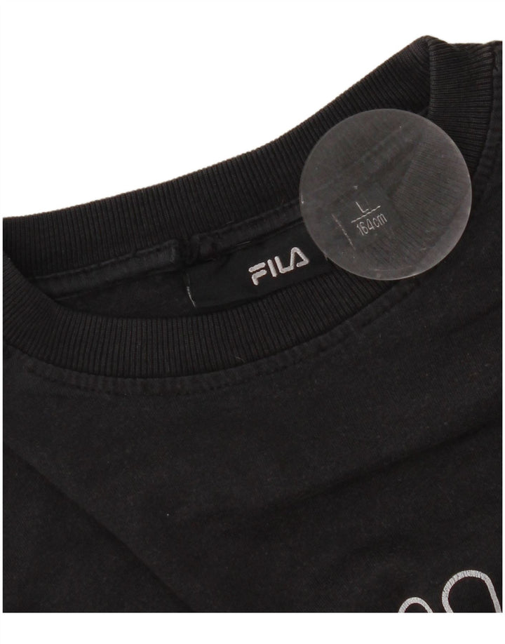 Fila Dame Grafisk T-Shirt Top UK 16 Stor Sort