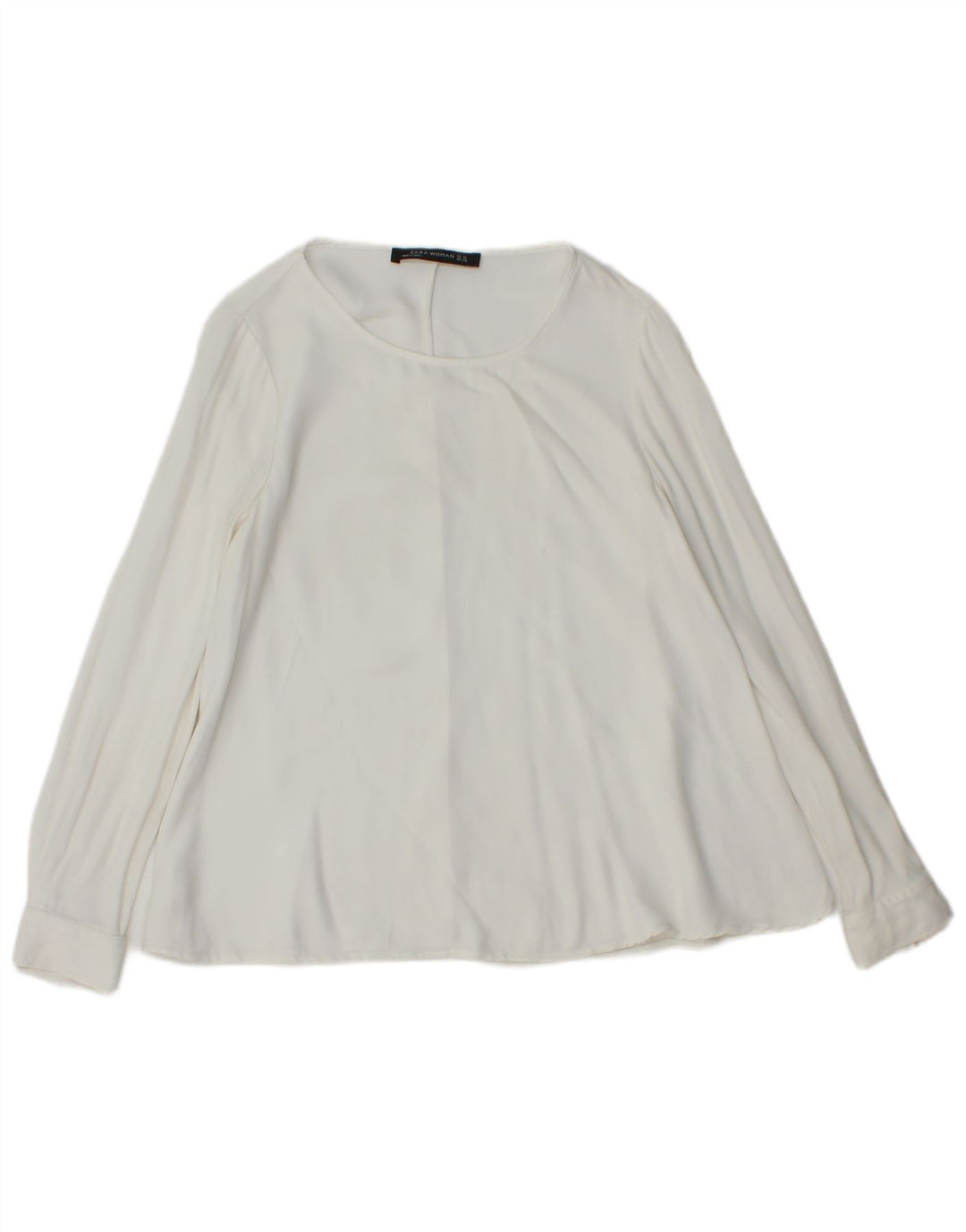 Zara Dame Langærmet Bluse Top UK 6 XS Hvid