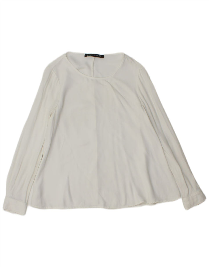 Zara Dame Langærmet Bluse Top UK 6 XS Hvid