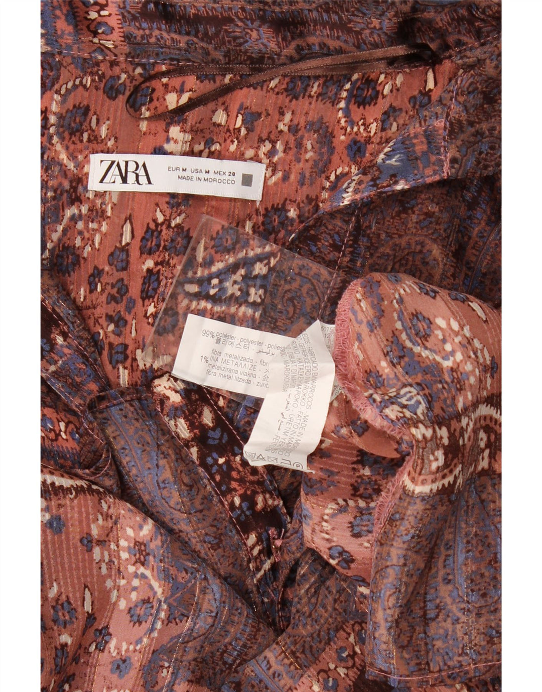 Zara Dame Oversized skjortebluse UK 14 Medium Multicolored Paisley