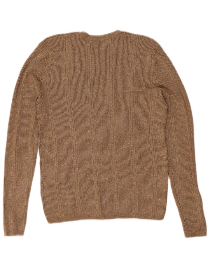 Marks & Spencer Dame V-hals sweater UK 12 Medium Beige Flecked