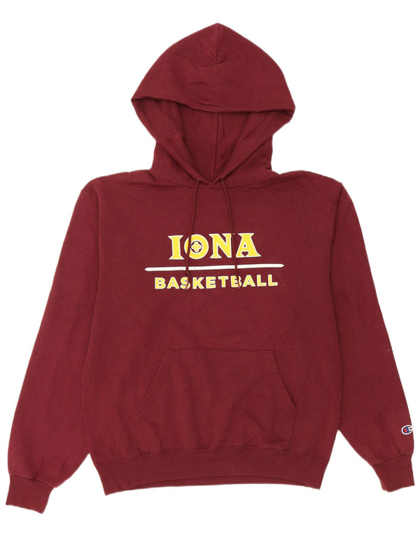 Champion Dame Lona Basketball Grafisk Hoodie Jumper UK 10 Small Burgundy