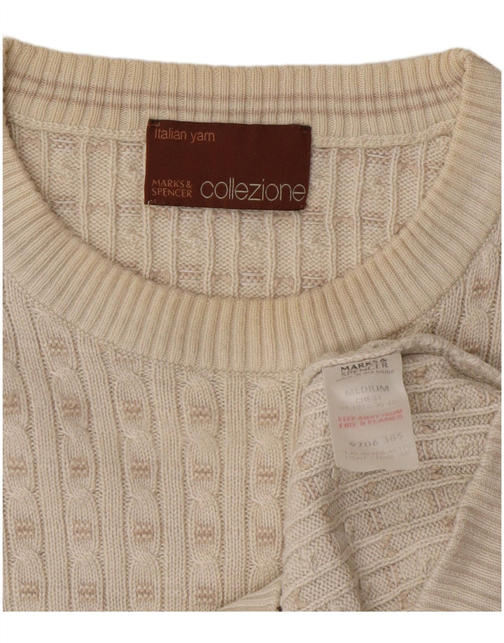 Marks & Spencer Herre sweater med rund hals, Medium Off White Akryl