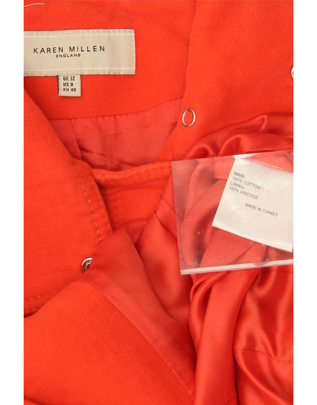 KAREN MILLEN Womens Overcoat UK 12 Medium  Orange Cotton Vintage Karen Millen and Second-Hand Karen Millen from Messina Hembry 