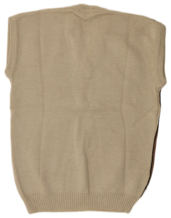 Vintage herrevest tanktop 3XL beige stribet akryl