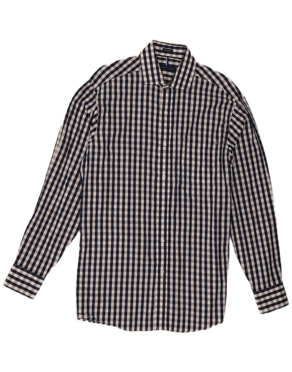 Tommy Hilfiger Herre Regular Fit Skjorte Størrelse 15 1/2 Medium Marineblå Gingham
