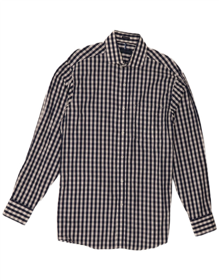 Tommy Hilfiger Herre Regular Fit Skjorte Størrelse 15 1/2 Medium Marineblå Gingham