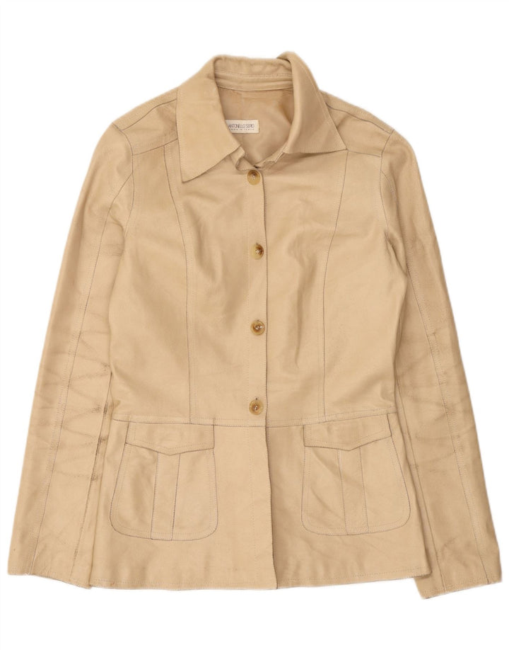 Antonello Serio Dame Læderjakke IT 44 Medium Beige Læder