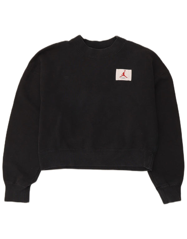 Jordan Dame Crop Loose Fit Sweatshirt Jumper UK 6 XS Sort Bomuld