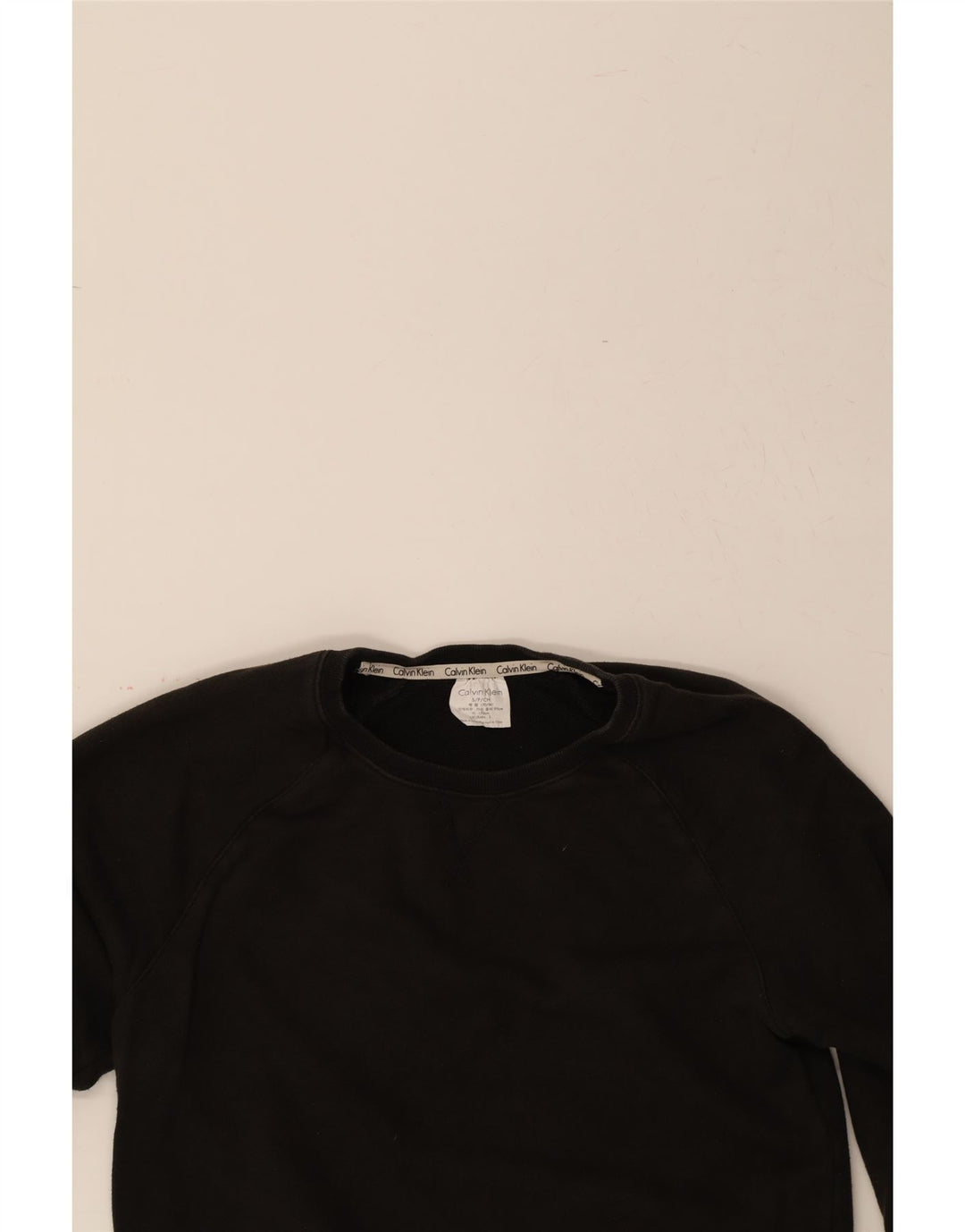 CALVIN KLEIN Mens Graphic Sweatshirt Jumper Small Black Nylon Vintage Calvin Klein and Second-Hand Calvin Klein from Messina Hembry 