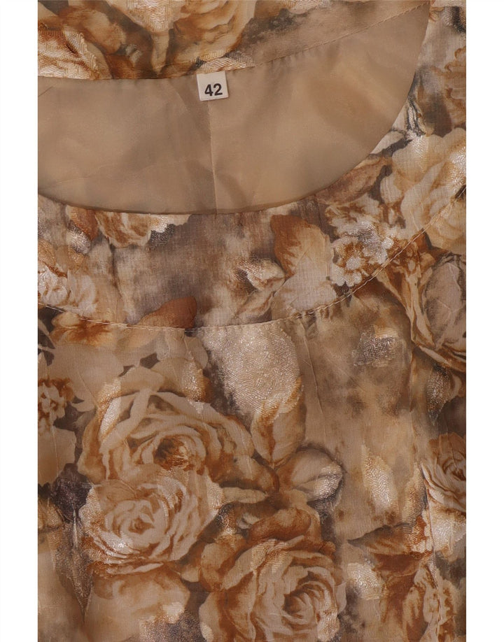 VINTAGE Womens Crop Bluse Top IT 42 Medium Beige Floral