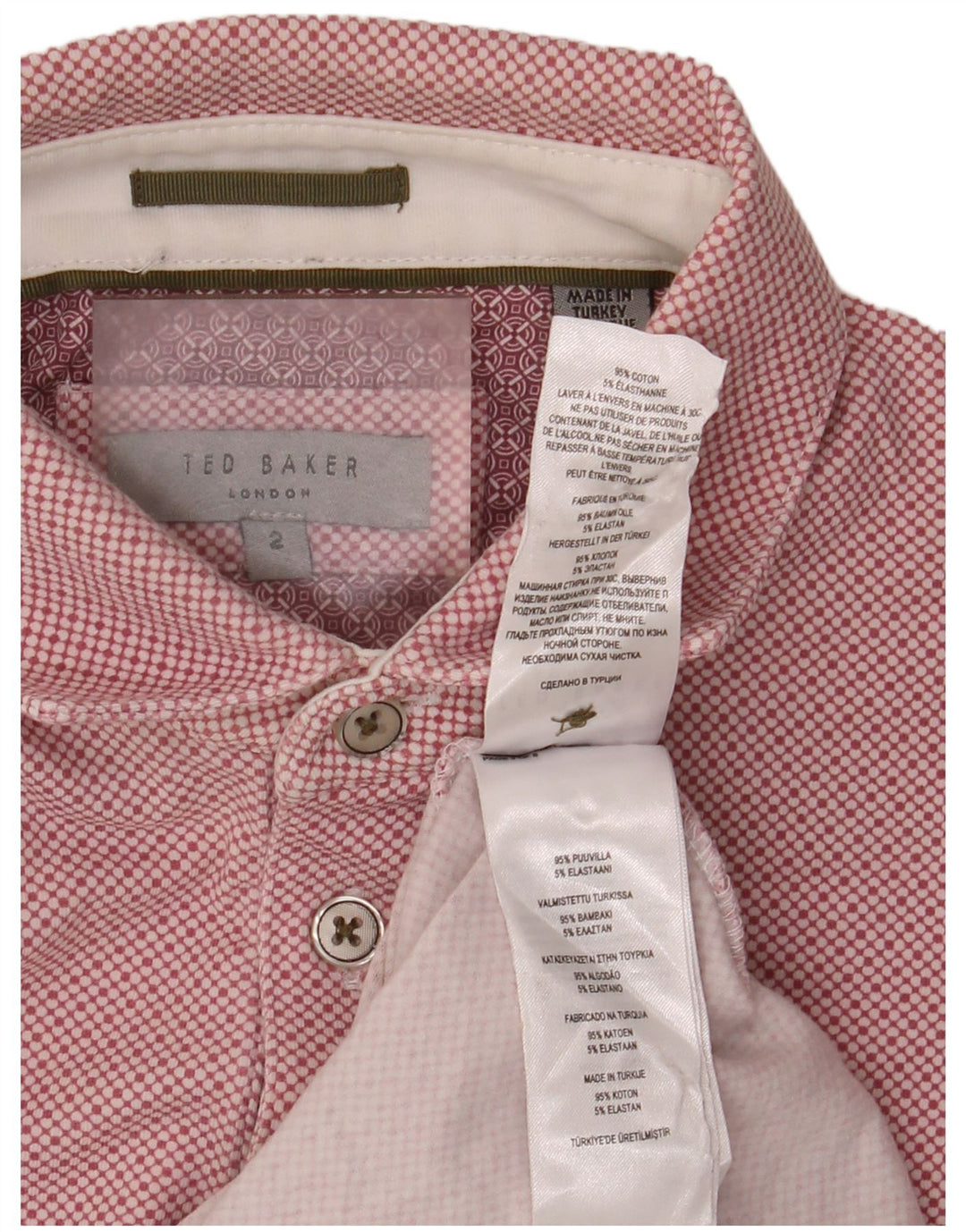 Ted Baker herre poloshirt størrelse 2 Lille pink plettet bomuld