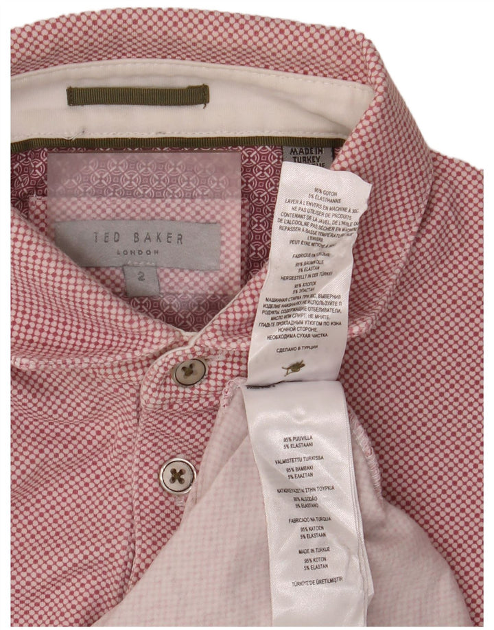 Ted Baker herre poloshirt størrelse 2 Lille pink plettet bomuld