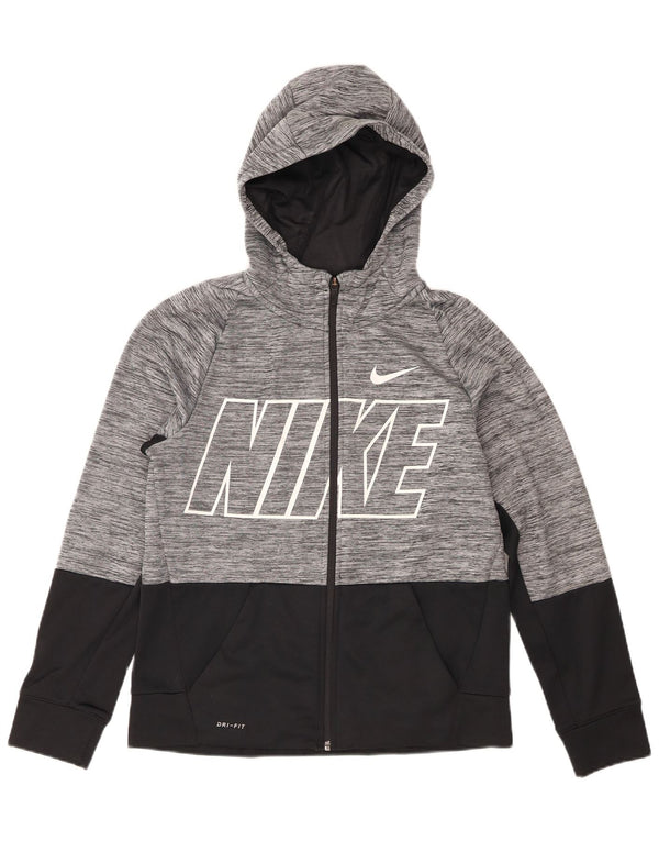 Nike Boys Dri Fit Hættetrøje med lynlås 13-14 år XL Grå Colourblock