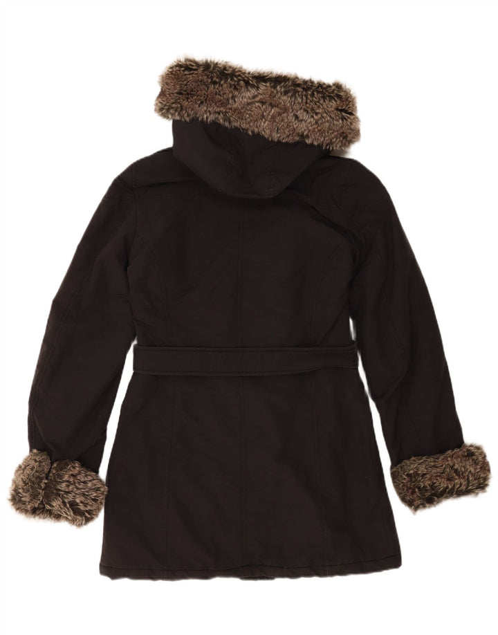 Refrigue Dame Hætte Oversized Parka Jakke UK 6 XS Sort Nylon
